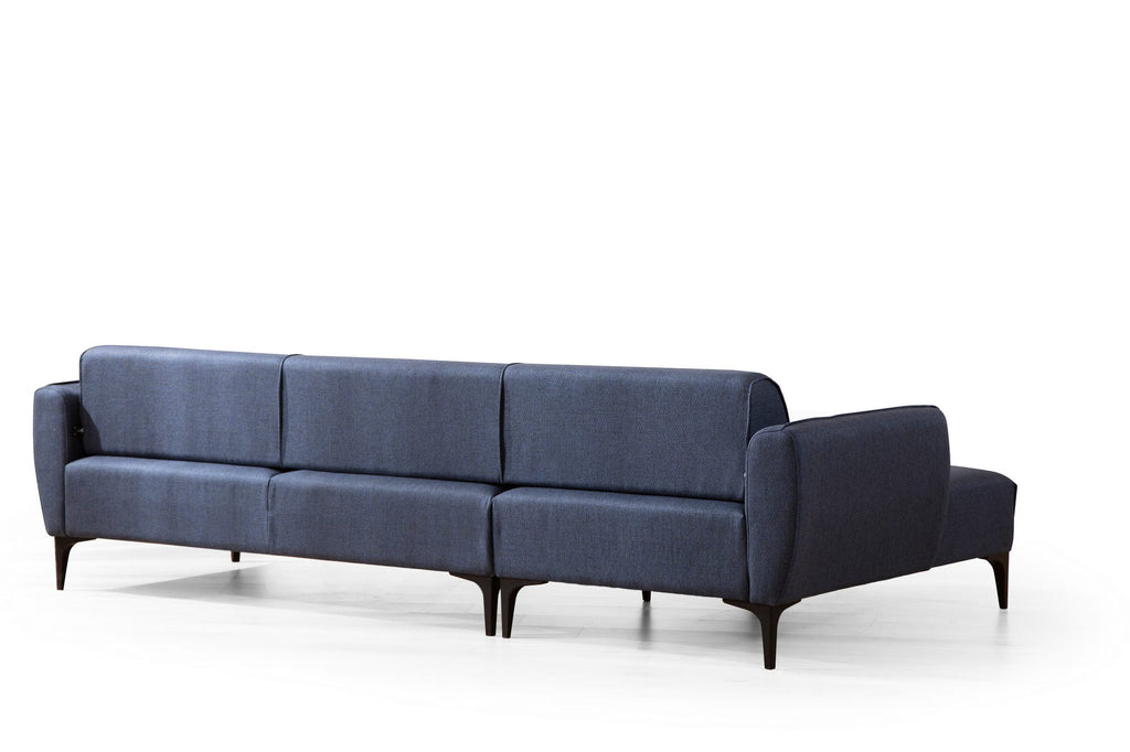 Sofá "Belissimo" Chaise Longue de 3 Lugares – Azul – 270x140x95 cm – Design Moderno - A minha loja