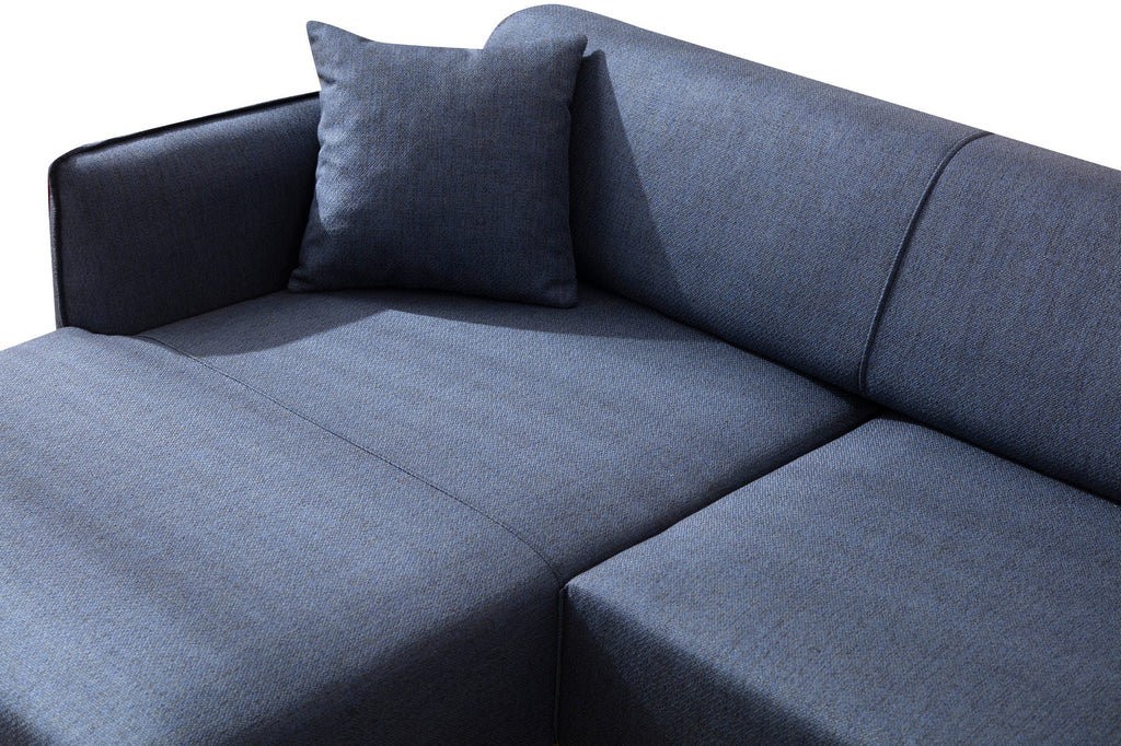 Sofá "Belissimo" Chaise Longue de 3 Lugares – Azul – 270x140x95 cm – Design Moderno - A minha loja