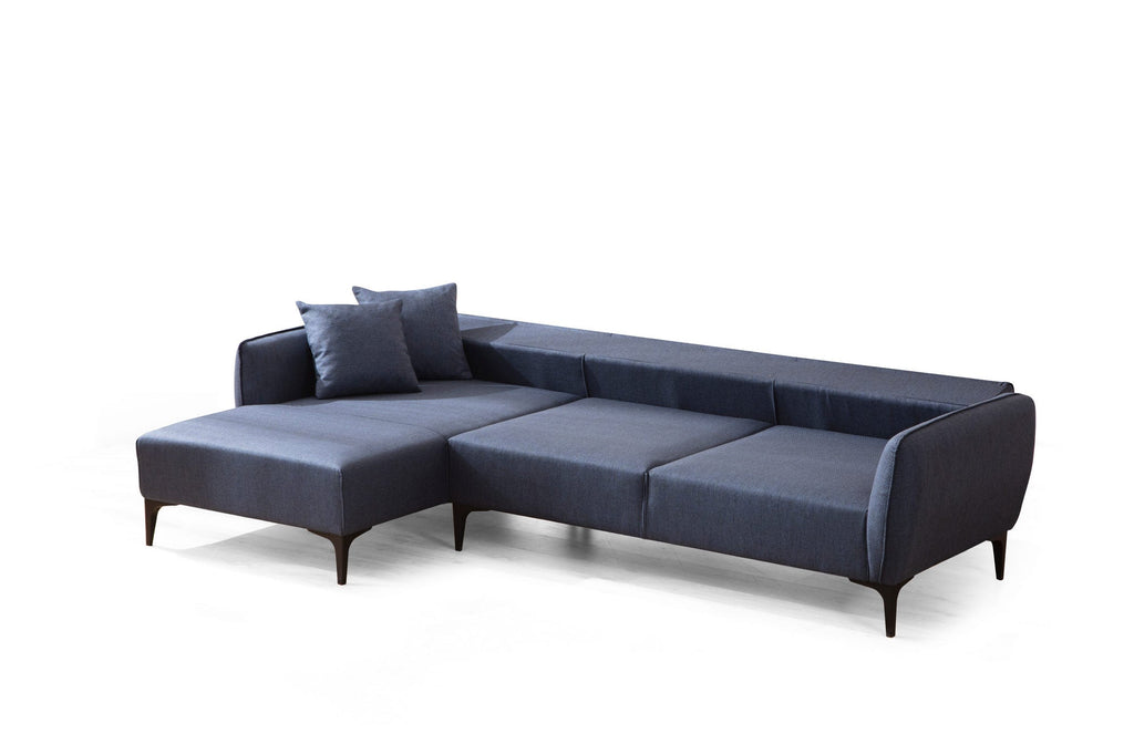 Sofá "Belissimo" Chaise Longue de 3 Lugares – Azul – 270x140x95 cm – Design Moderno - A minha loja