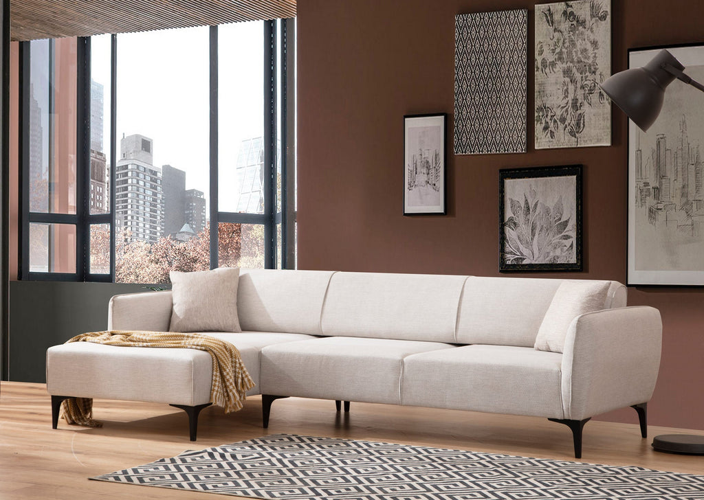 Sofá "Belissimo" Chaise Longue de 3 Lugares – Branco – 270x140x95 cm – Design Moderno - A minha loja