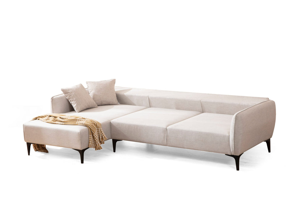 Sofá "Belissimo" Chaise Longue de 3 Lugares – Branco – 270x140x95 cm – Design Moderno - A minha loja