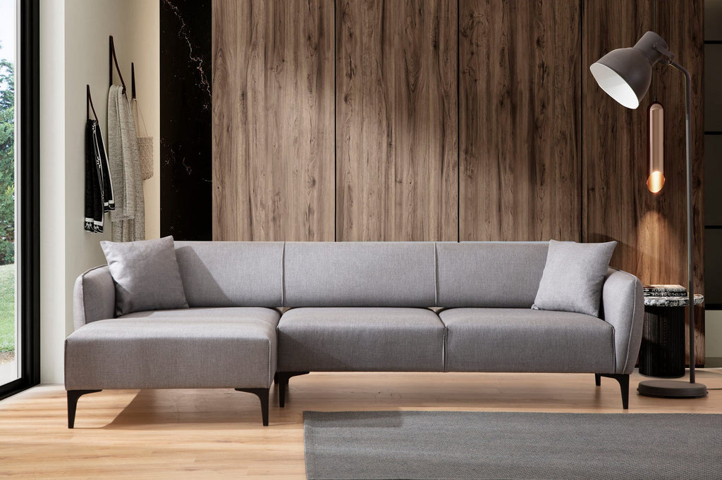 Sofá "Belissimo" Chaise Longue de 3 Lugares – Cinzento – 270x140x95 cm – Design Moderno - A minha loja