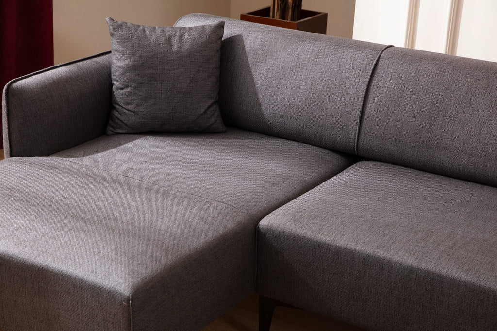 Sofá "Belissimo" Chaise Longue de 3 Lugares – Cinzento Escuro – 270x140x95 cm – Design Moderno - A minha loja