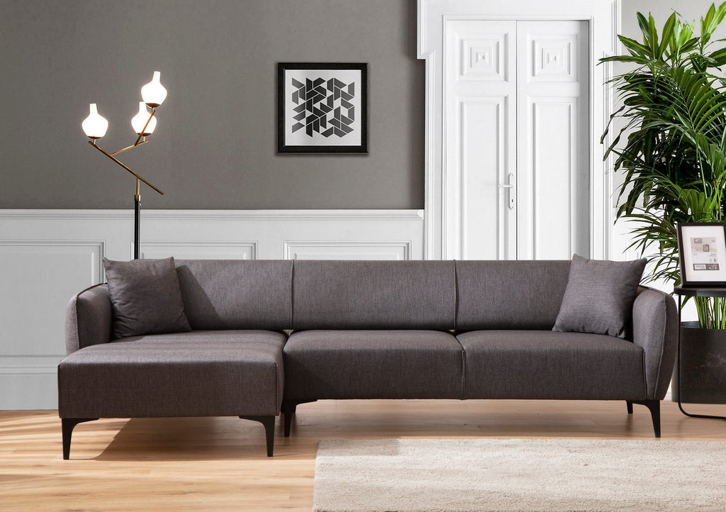 Sofá "Belissimo" Chaise Longue de 3 Lugares – Cinzento Escuro – 270x140x95 cm – Design Moderno - A minha loja