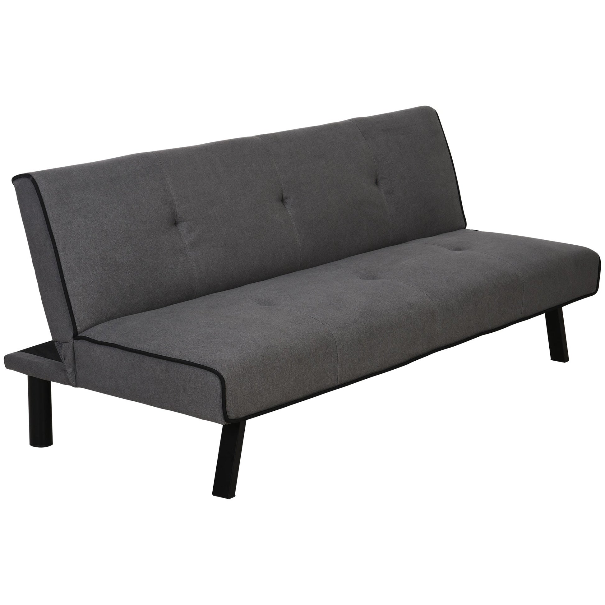 Sofá - cama 3 lugares projeto 2 em 1 Dobrável sem apoio de braços Estofamento em tecido Com toque aveludado Pernas levantadas Estofamento confortável 170x76x72,5 cm Cinza - A minha loja