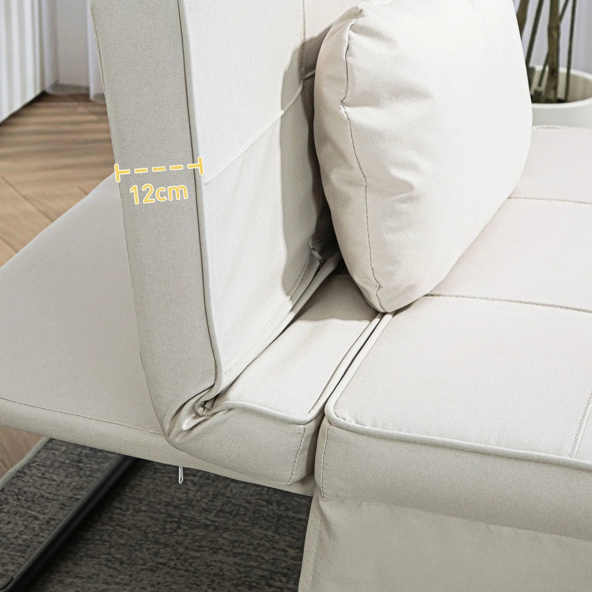 Sofá - Cama "Açores" 3 em 1 - Branco Gelo - 95x179x78 cm - Linho e Metal - Design Moderno - A minha loja