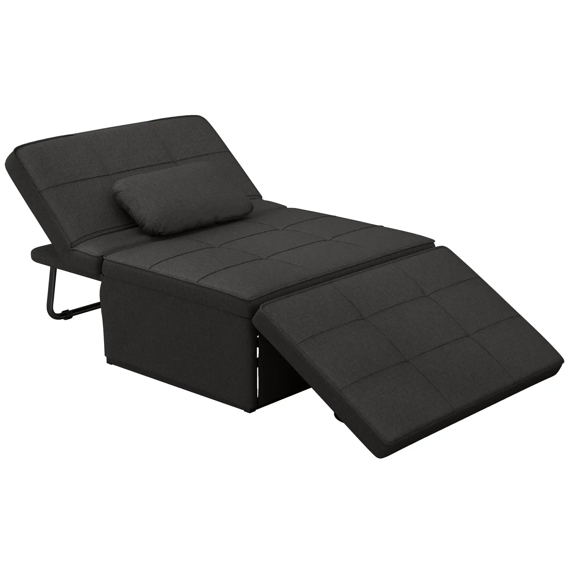 Sofá - Cama "Açores" 3 em 1 - Preto - 95x179x78 cm - Linho e Metal - Design Moderno e Funcional - A minha loja