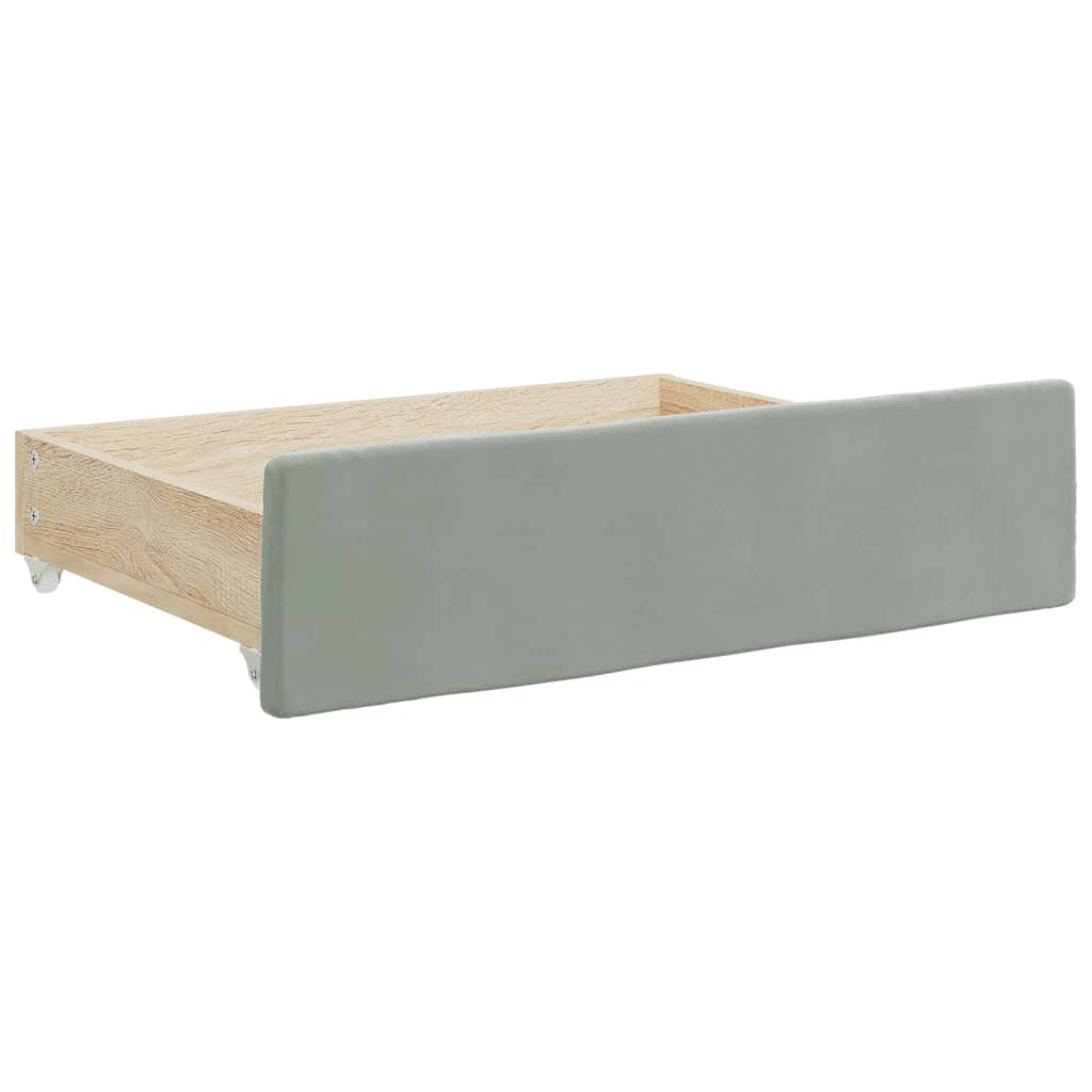 Sofá - cama c/ gavetão e gavetas 80x200 cm veludo cinzento - claro - A minha loja