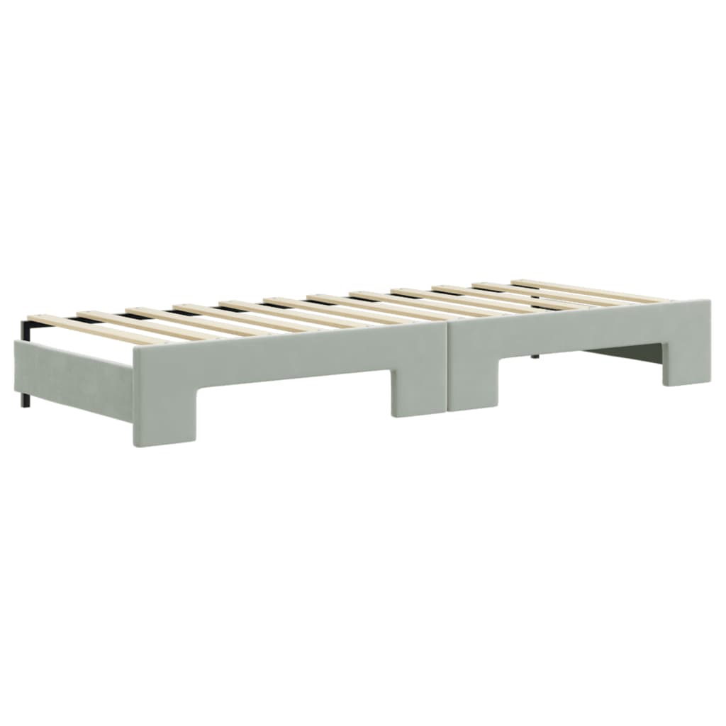 Sofá - cama c/ gavetão e gavetas 80x200 cm veludo cinzento - claro - A minha loja