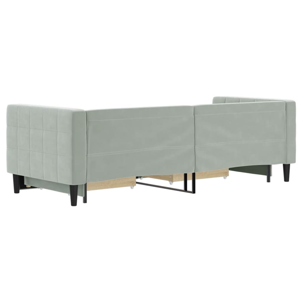 Sofá - cama c/ gavetão e gavetas 80x200 cm veludo cinzento - claro - A minha loja