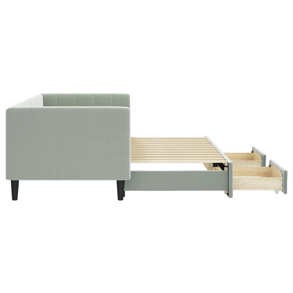 Sofá - cama c/ gavetão e gavetas 80x200 cm veludo cinzento - claro - A minha loja