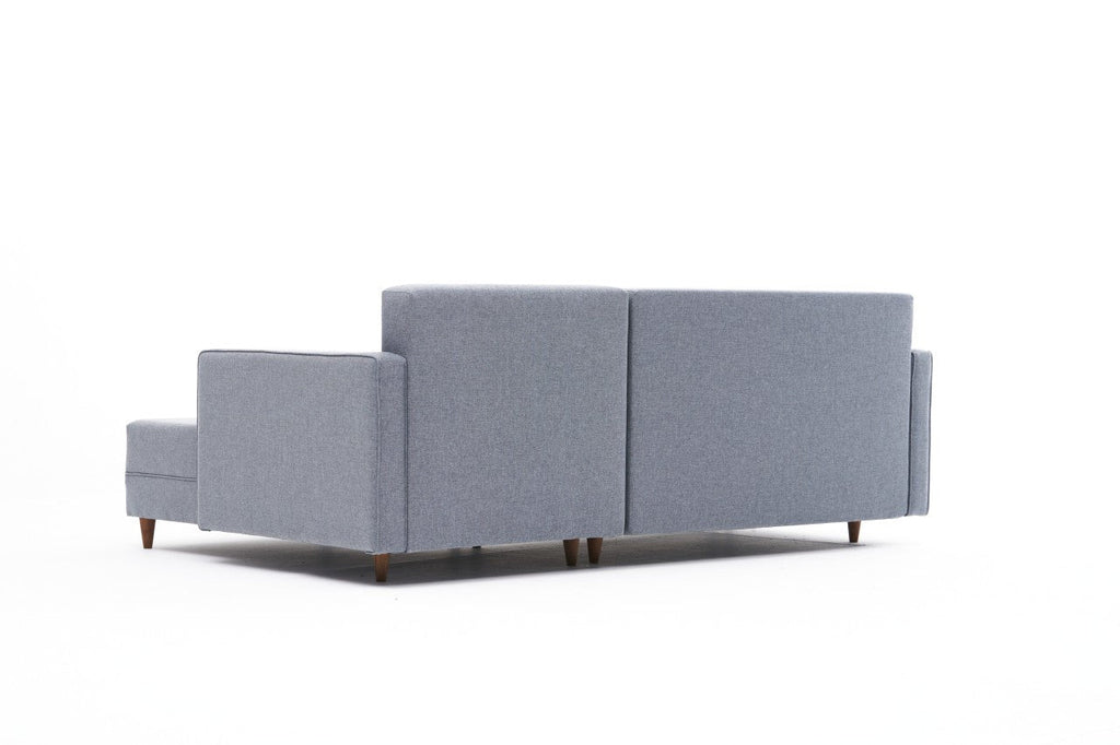 Sofá - Cama Chaise Longue Direito "Monaco" - Azul - 215x80x150 cm - Estrutura em Madeira de Faia - Design Moderno - A minha loja