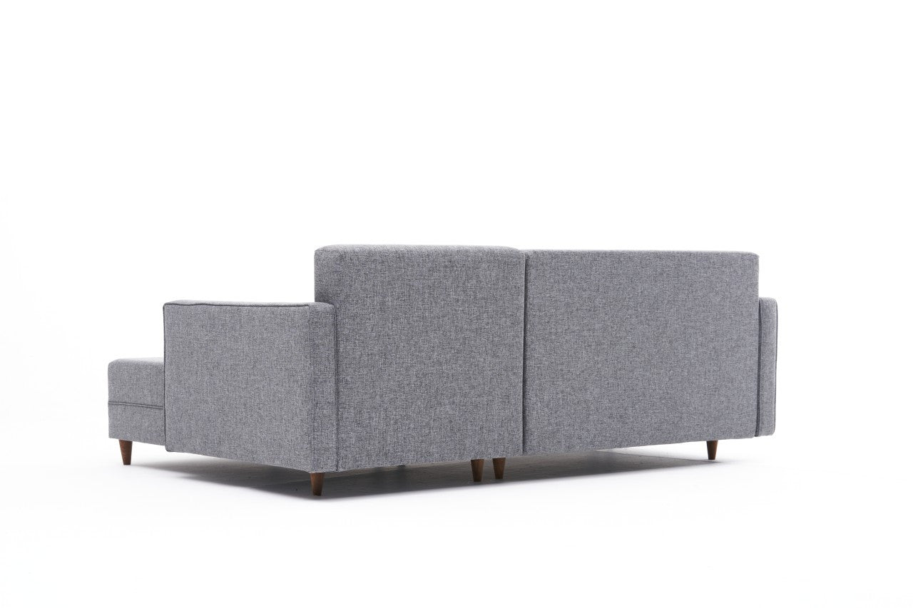 Sofá - Cama Chaise Longue Direito "Monaco" - Cinzento Claro - 215x80x150 cm - Estrutura em Madeira de Faia - Design Moderno - A minha loja