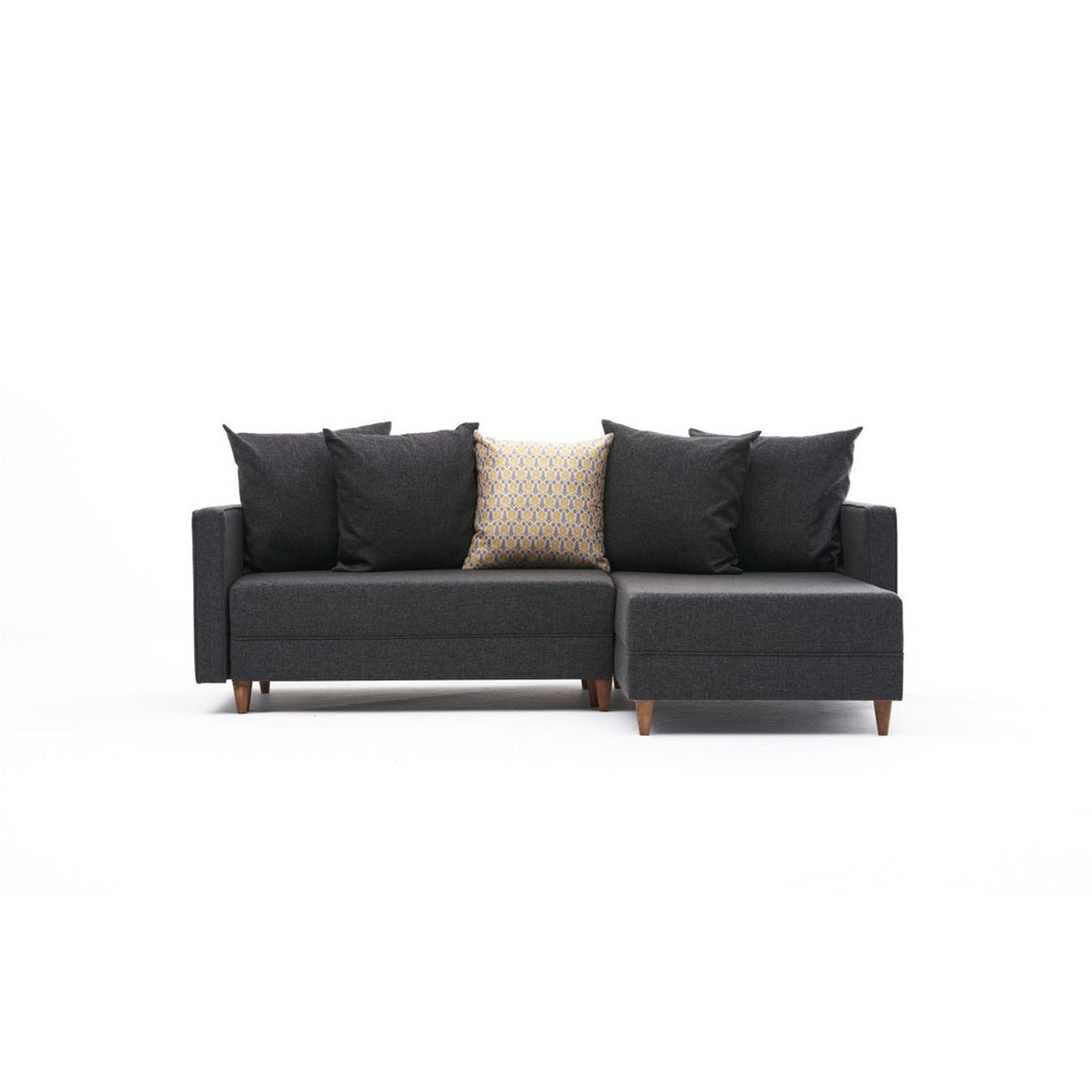 Sofá - Cama Chaise Longue Direito "Monaco" - Cinzento Escuro - 215x80x150 cm - Estrutura em Madeira de Faia - Design Moderno - A minha loja