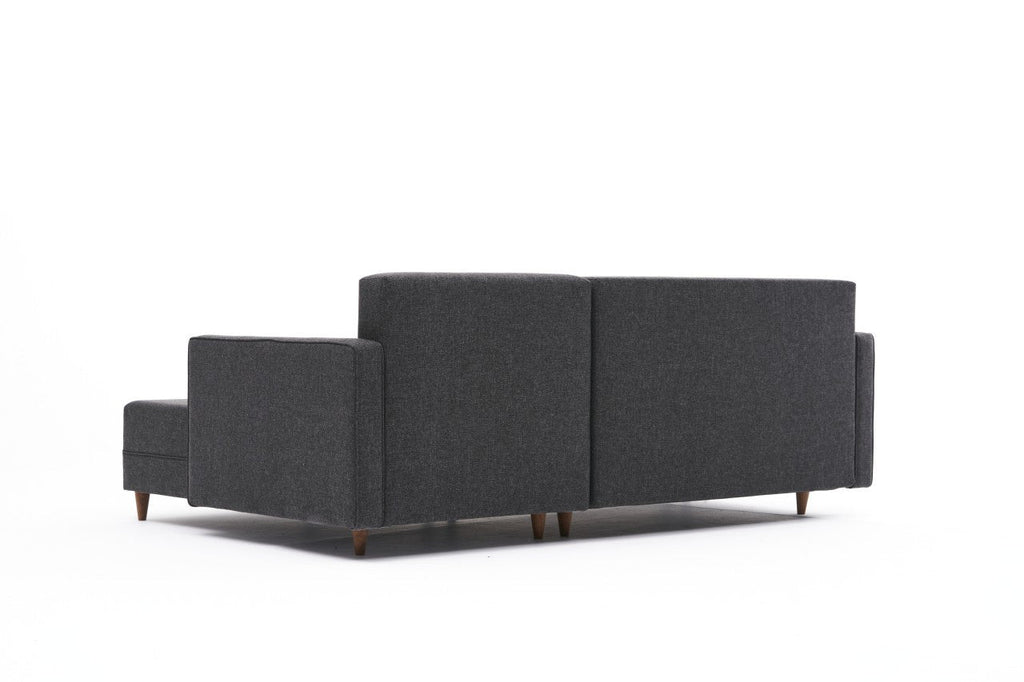 Sofá - Cama Chaise Longue Direito "Monaco" - Cinzento Escuro - 215x80x150 cm - Estrutura em Madeira de Faia - Design Moderno - A minha loja