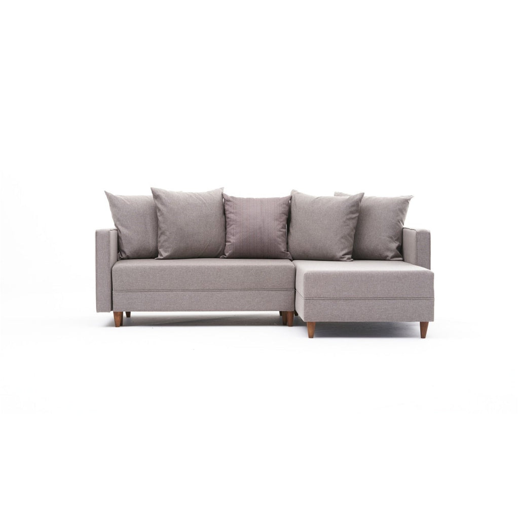 Sofá - Cama Chaise Longue Direito "Monaco" - Creme - 215x80x150 cm - Estrutura em Madeira de Faia - Design Moderno - A minha loja