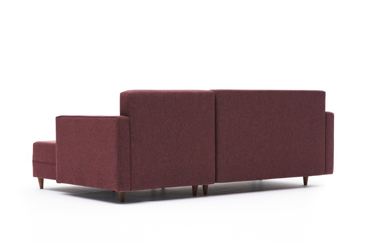 Sofá - Cama Chaise Longue Direito "Monaco" - Vermelho Tinto - 215x80x150 cm - Estrutura em Madeira de Faia - Design Moderno - A minha loja