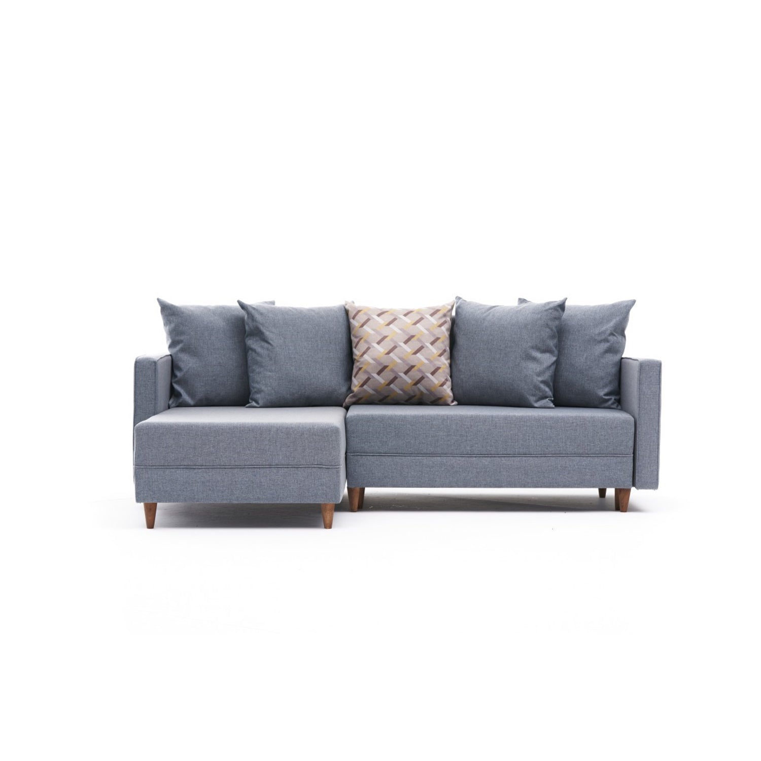 Sofá - Cama Chaise Longue Esquerdo "Monaco" - Azul - 215x80x150 cm - Estrutura em Madeira de Faia - Design Moderno - A minha loja