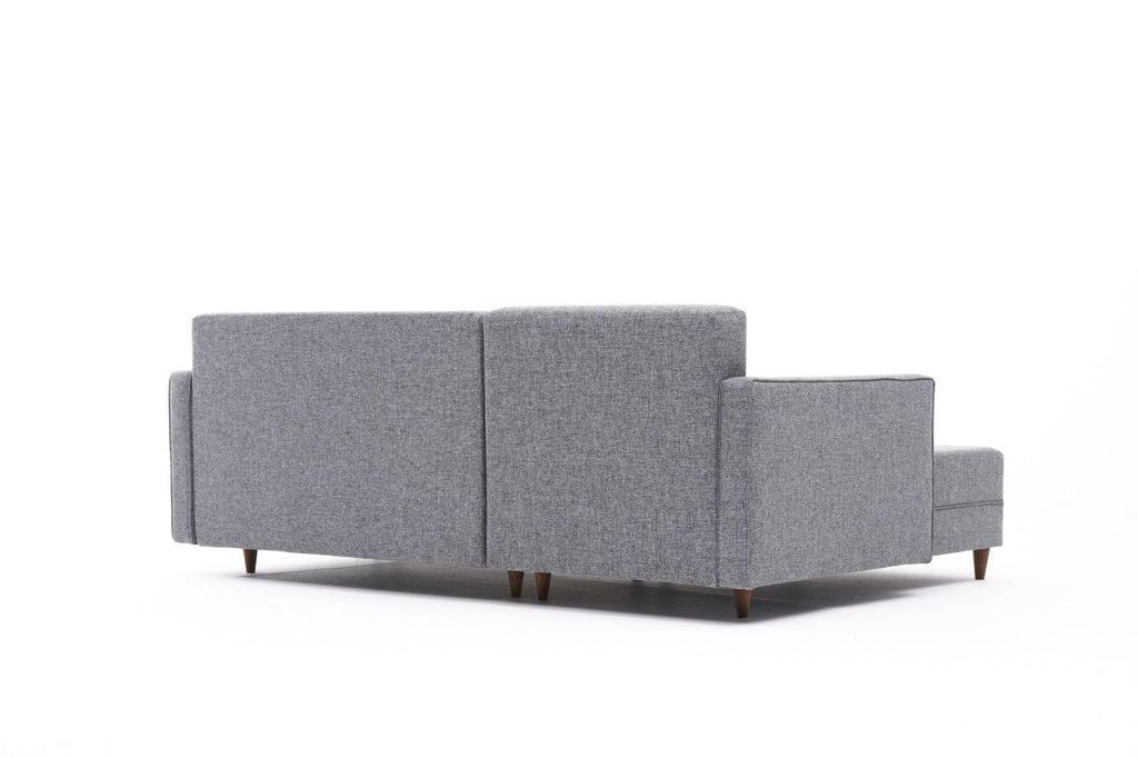 Sofá - Cama Chaise Longue Esquerdo "Monaco" - Cinzento Claro - 215x80x150 cm - Estrutura em Madeira de Faia - Design Moderno - A minha loja