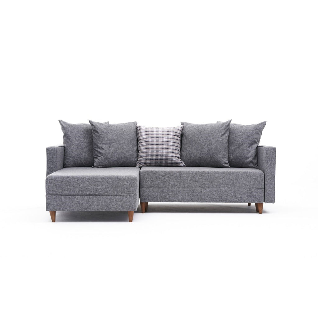 Sofá - Cama Chaise Longue Esquerdo "Monaco" - Cinzento Claro - 215x80x150 cm - Estrutura em Madeira de Faia - Design Moderno - A minha loja