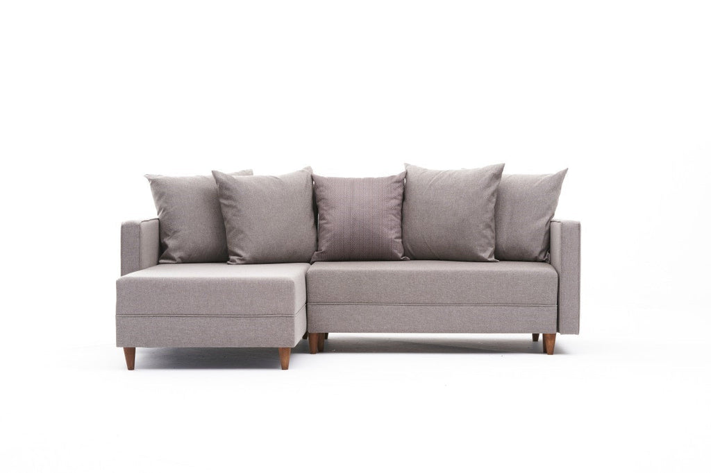 Sofá - Cama Chaise Longue Esquerdo "Monaco" - Creme - 215x80x150 cm - Estrutura em Madeira de Faia - Design Moderno - A minha loja