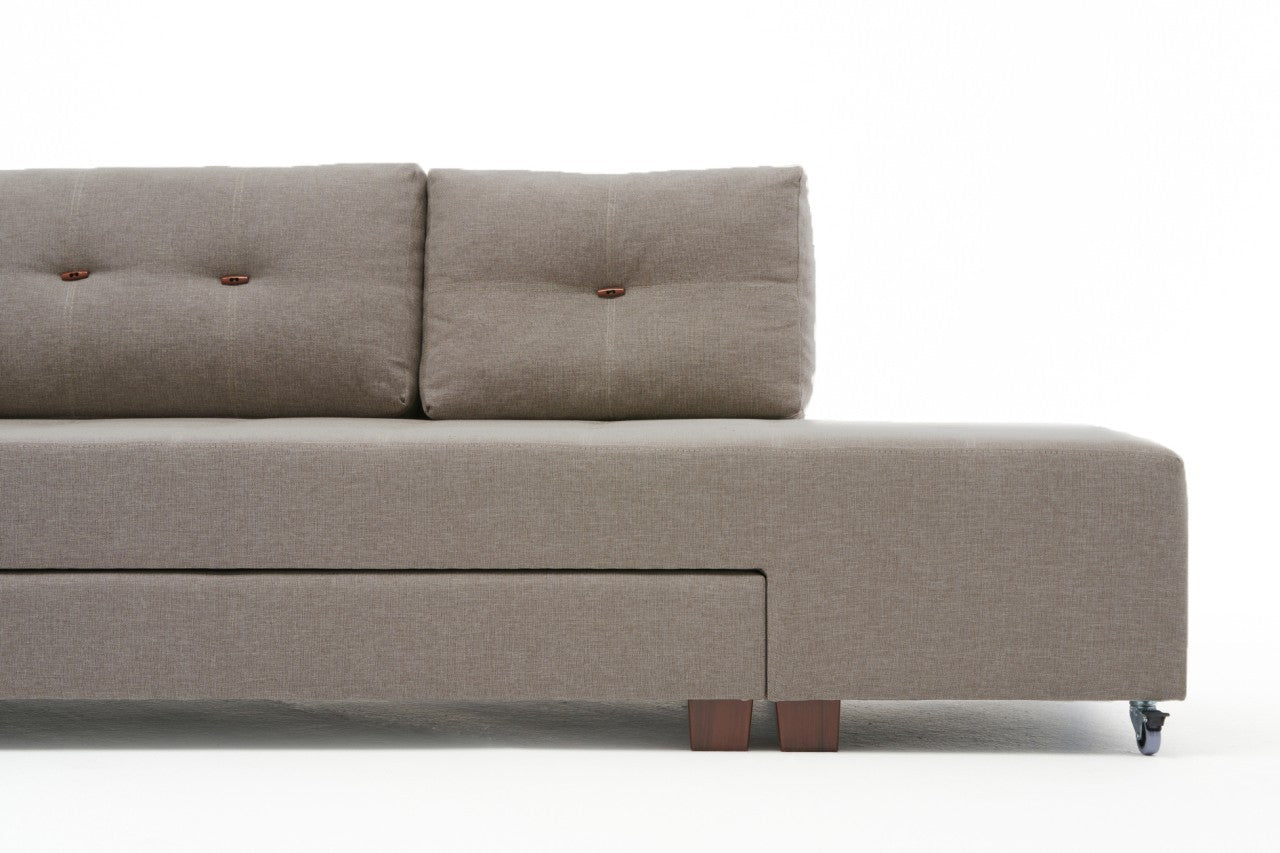Sofá - Cama Chaise Longue Manama – Cinzento (280 x 206 cm) | Conforto, Estilo e Versatilidade - A minha loja