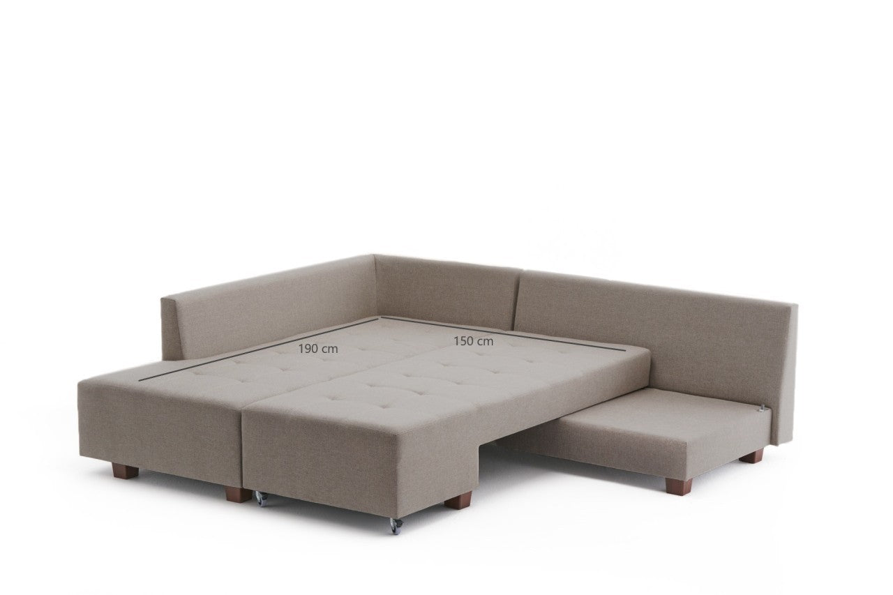 Sofá - Cama Chaise Longue Manama – Cinzento (280 x 206 cm) | Conforto, Estilo e Versatilidade - A minha loja