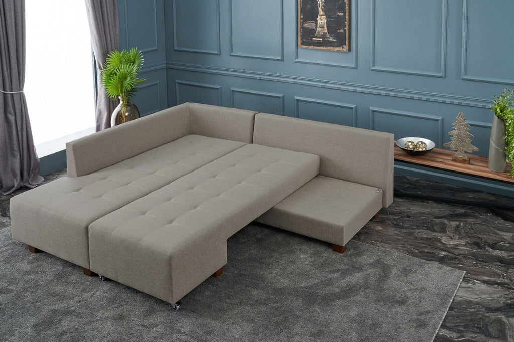 Sofá - Cama Chaise Longue Manama – Cinzento (280 x 206 cm) | Conforto, Estilo e Versatilidade - A minha loja