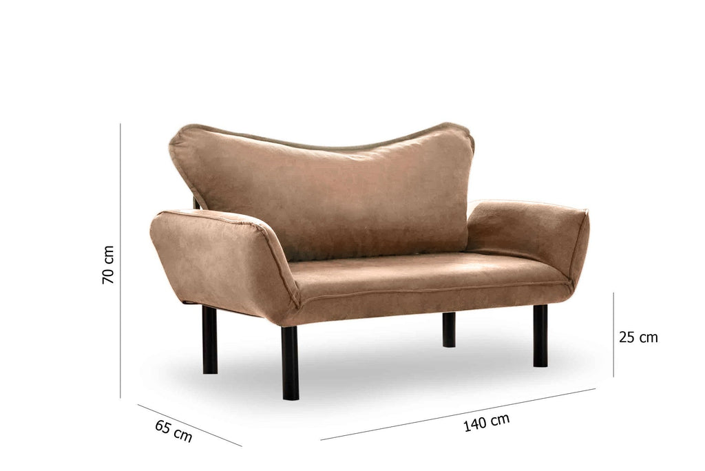 Sofá Cama "Chatto" – Castanho Claro – 180x65x70 cm – Design Moderno - A minha loja