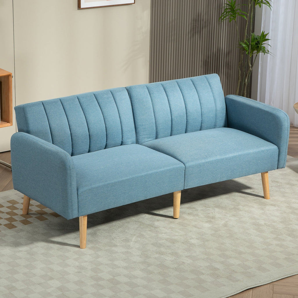 Sofá Cama de 2 Lugares com Encosto Ajustável - Azul Claro - Design Escandinavo - A minha loja
