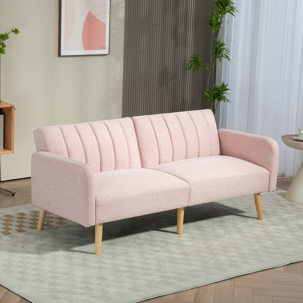 Sofá Cama de 2 Lugares com Encosto Ajustável - Rosa - Design Escandinavo - A minha loja