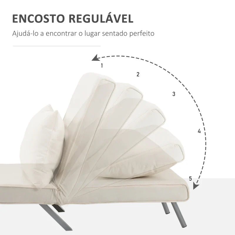 Sofá Cama Individual Poltrona Cama Individual Sofá Reclinável com Almofada para Sala Quarto Escritório Carga 100 kg 65x69x80 cm Creme - A minha loja