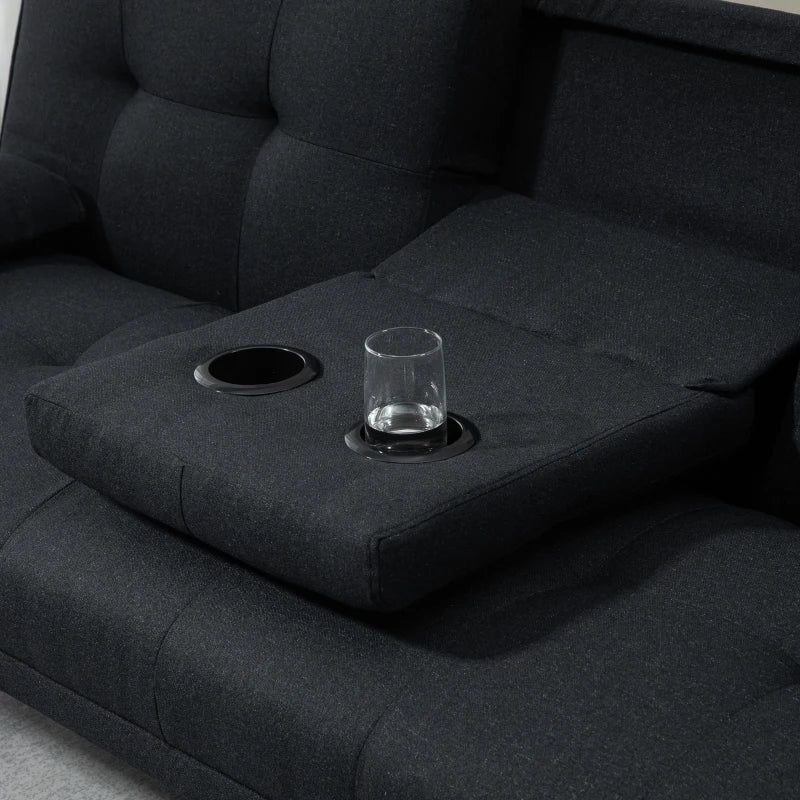 Sofá Cama "Moothy" 3 Lugares - 181x77x78 cm - Cinza Escuro - Design Dobrável com Encosto Ajustável - A minha loja