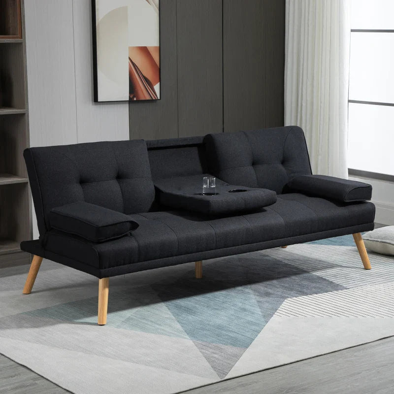 Sofá Cama "Moothy" 3 Lugares - 181x77x78 cm - Cinza Escuro - Design Dobrável com Encosto Ajustável - A minha loja