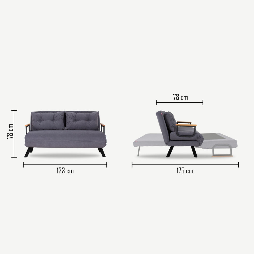 Sofá Cama "Versa" – Cinzento – 175x133 cm – Design Moderno e Versátil - A minha loja