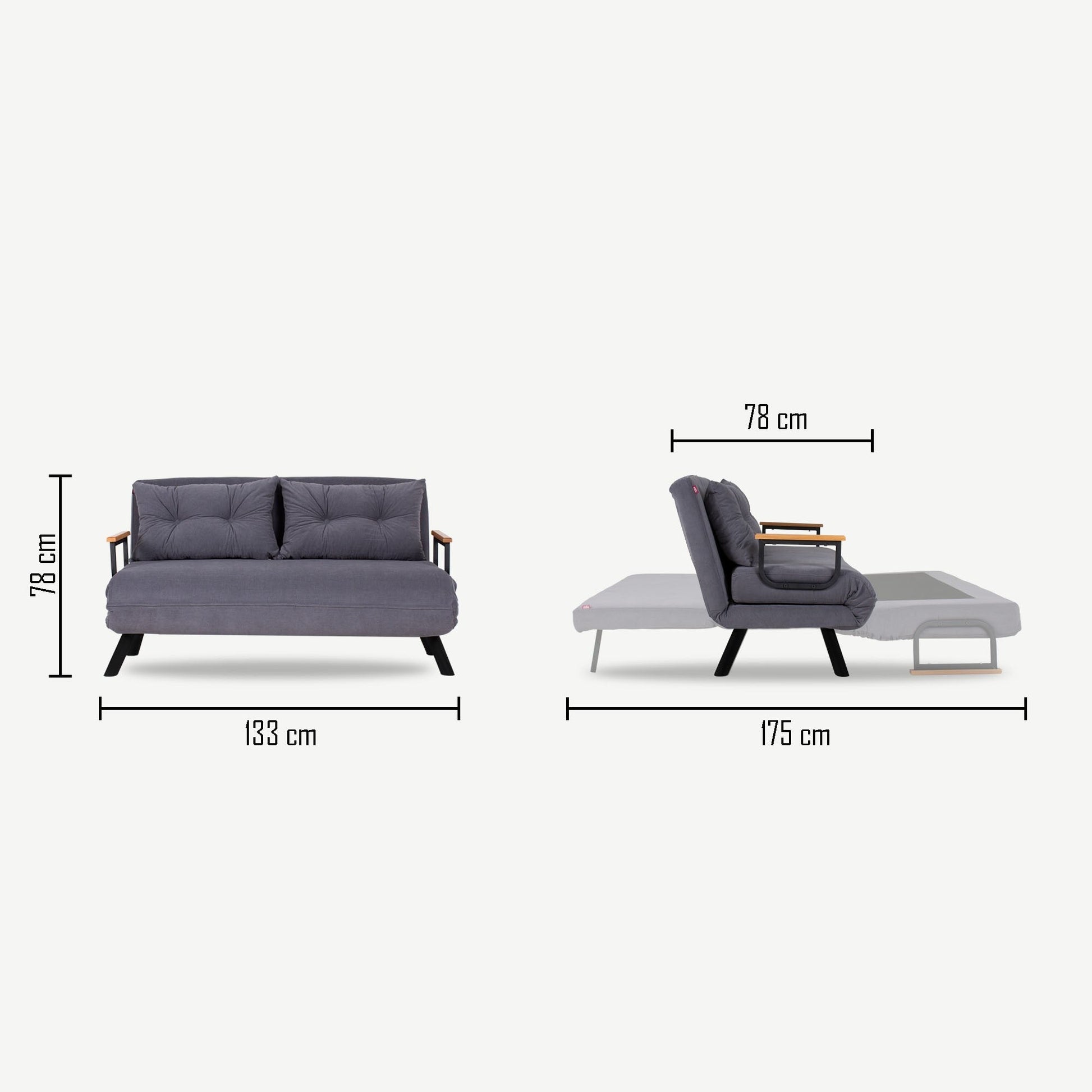 Sofá Cama "Versa" – Cinzento – 175x133 cm – Design Moderno e Versátil - A minha loja