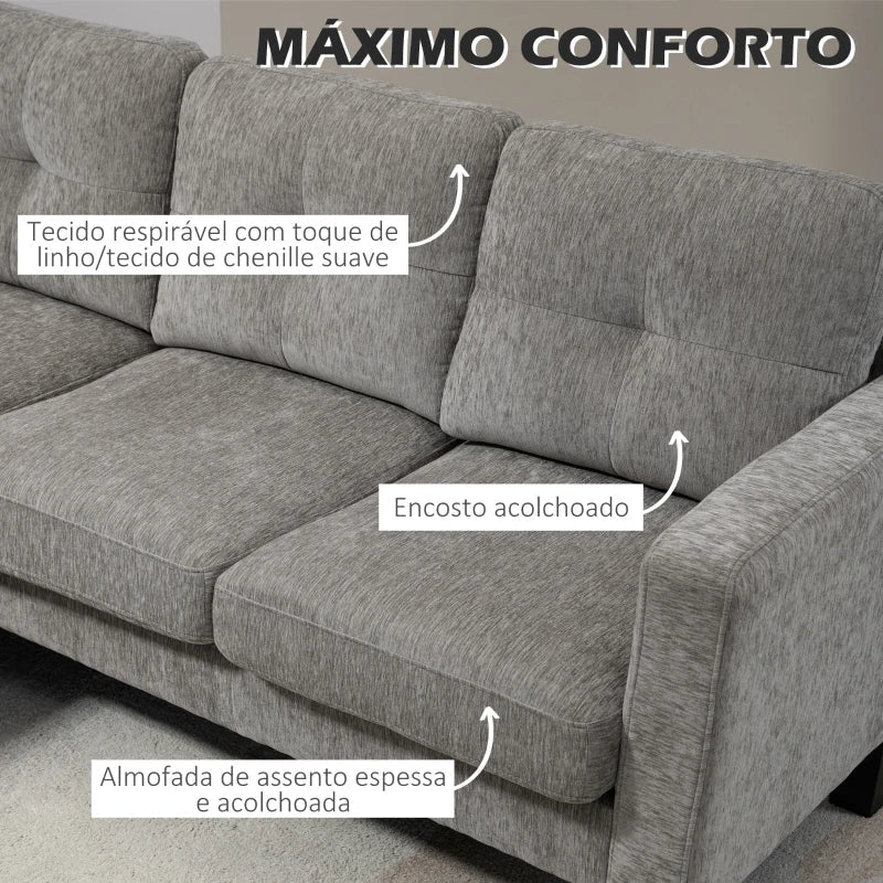 Sofá Chaise Longue "Coimbra" - 186x130x84 cm - Marrom Degradê - Estofado em Poliéster com Pés de Madeira - A minha loja