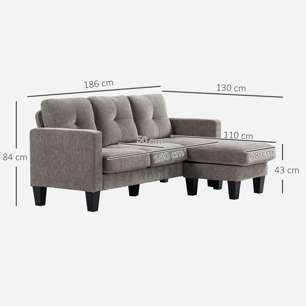 Sofá Chaise Longue "Coimbra" - 186x130x84 cm - Marrom Degradê - Estofado em Poliéster com Pés de Madeira - A minha loja
