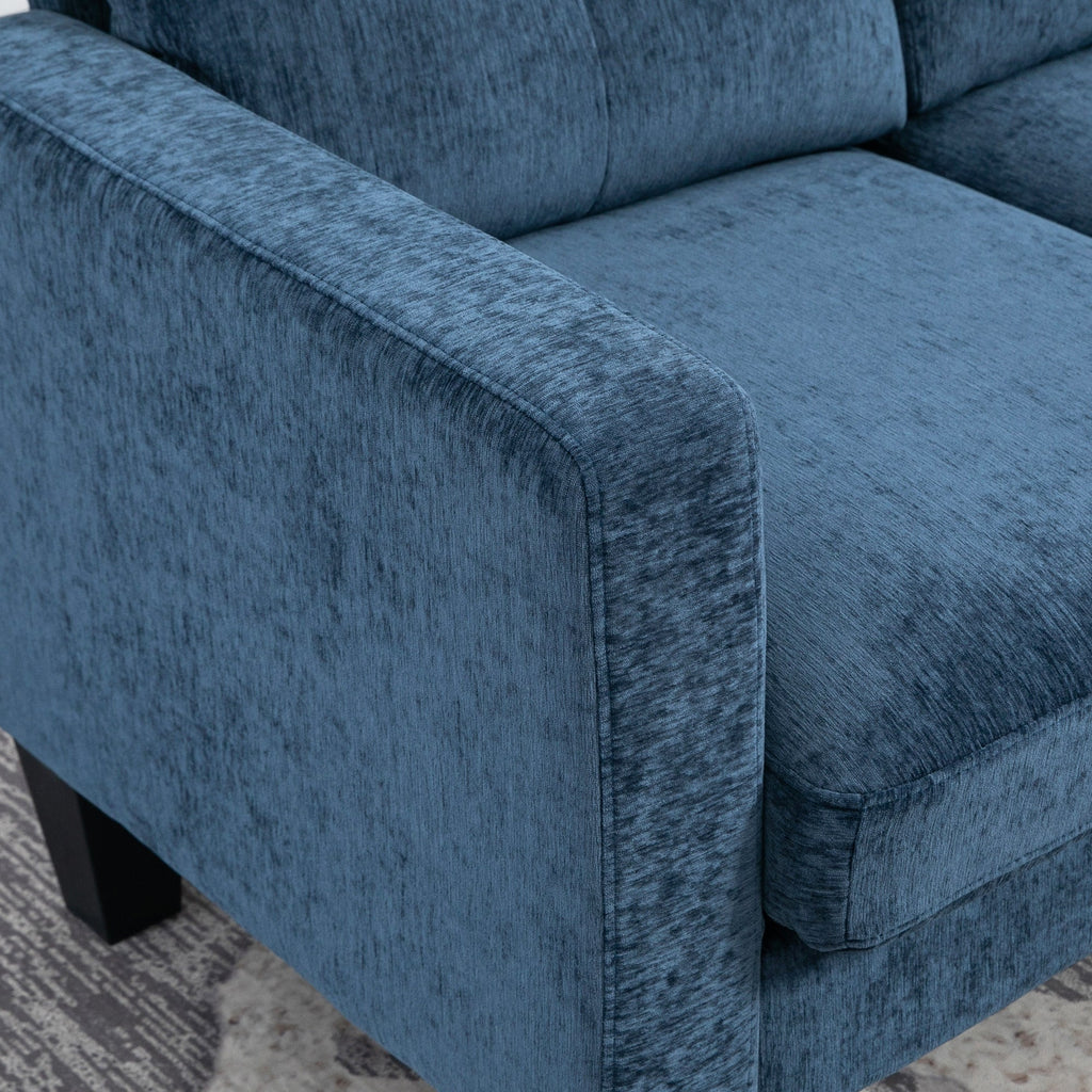 Sofá Chaise Longue Sofá em Forma de L Estofado em Poliéster Sofá de Canto Reversível com 3 Almofadas e Pés de Madeira para Sala de Estar Carga Máxima 180 kg 186x130x84 cm Azul - A minha loja