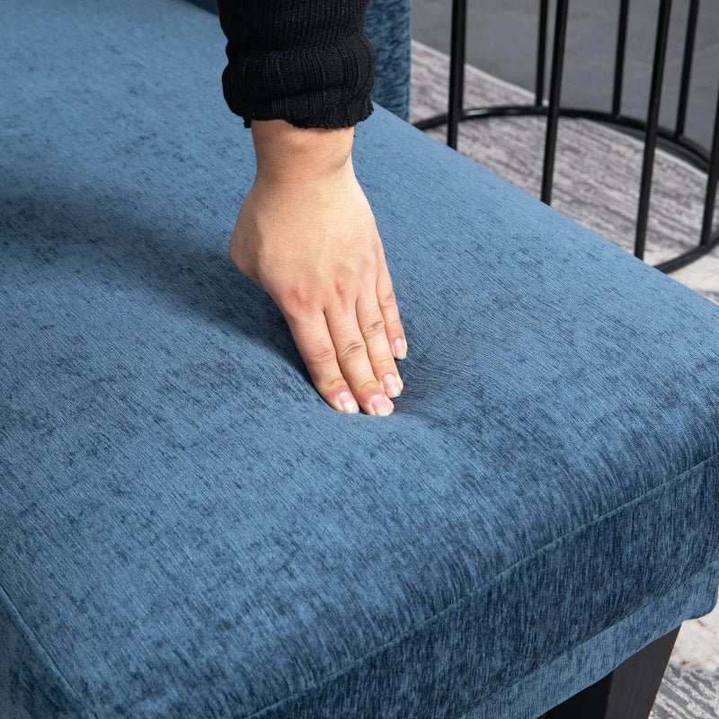 Sofá Chaise Longue Sofá em Forma de L Estofado em Poliéster Sofá de Canto Reversível com 3 Almofadas e Pés de Madeira para Sala de Estar Carga Máxima 180 kg 186x130x84 cm Azul - A minha loja