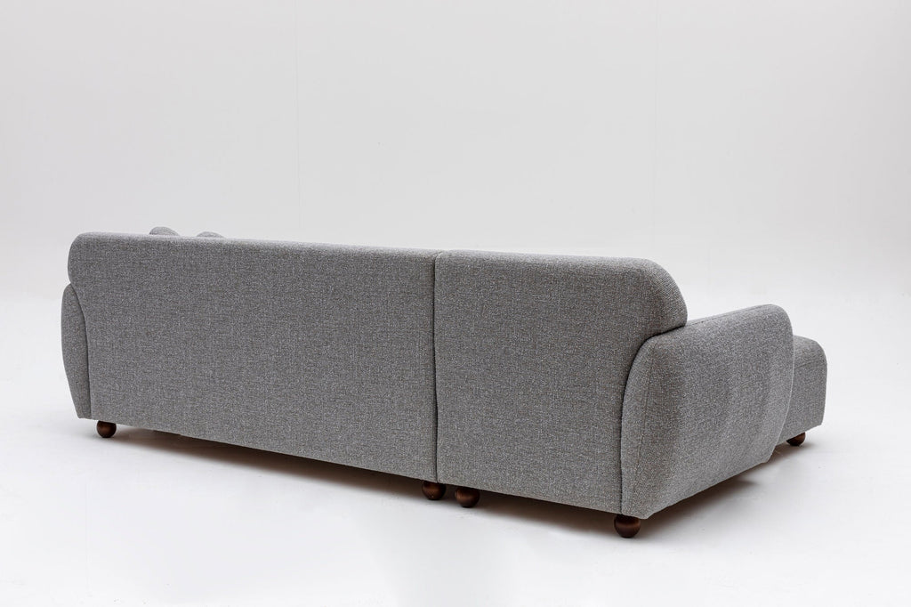 Sofá Chaise Longue "Stockholm" - Cinzento Claro com Pernas em Faia - 273x162x86 cm - Design Escandinavo - A minha loja
