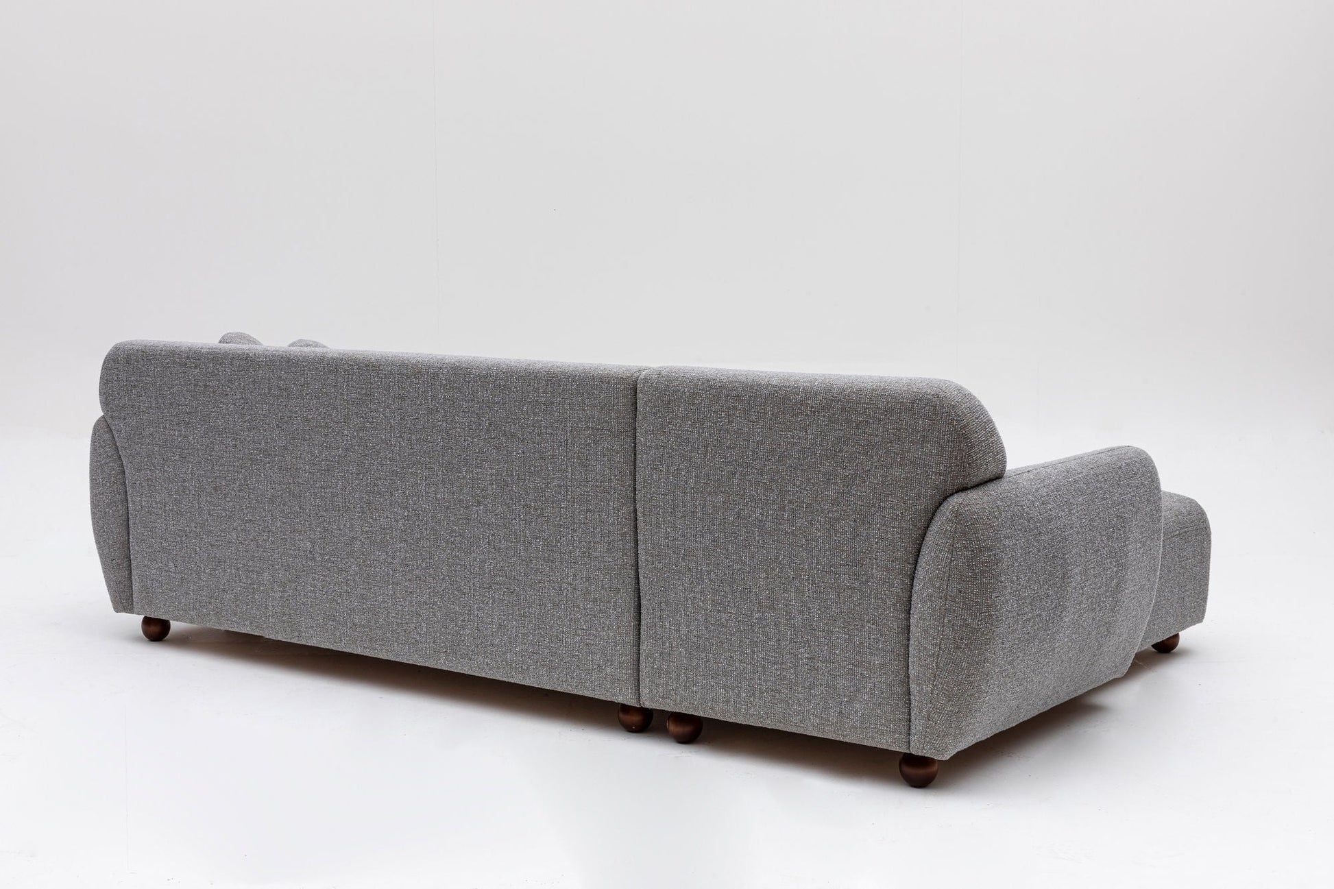 Sofá Chaise Longue "Stockholm" - Cinzento Claro com Pernas em Faia - 273x162x86 cm - Design Escandinavo - A minha loja
