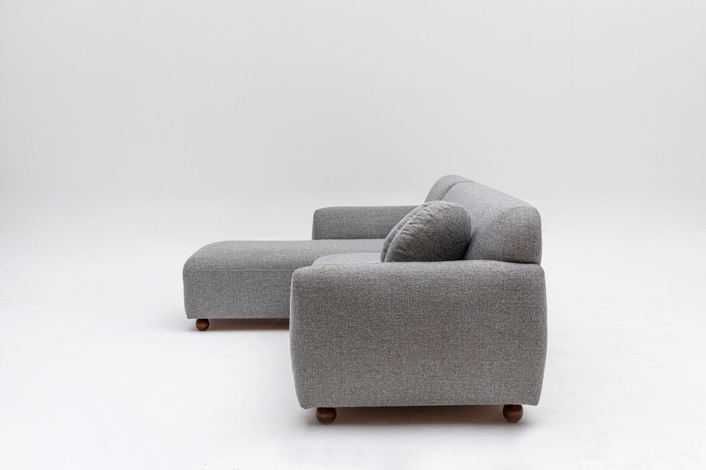 Sofá Chaise Longue "Stockholm" - Cinzento Claro com Pernas em Faia - 273x162x86 cm - Design Escandinavo - A minha loja