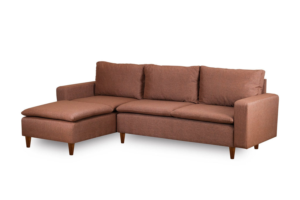 Sofá de 3 Lugares Chaise Longue "Pafu Lungo" - 255x154x46 cm - Castanho Claro - Design Nórdico - A minha loja