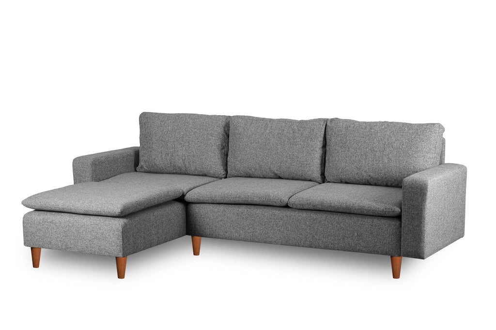 Sofá de 3 Lugares Chaise Longue "Pafu Lungo" - 255x154x46 cm - Cinzento Claro - Design Nórdico - A minha loja