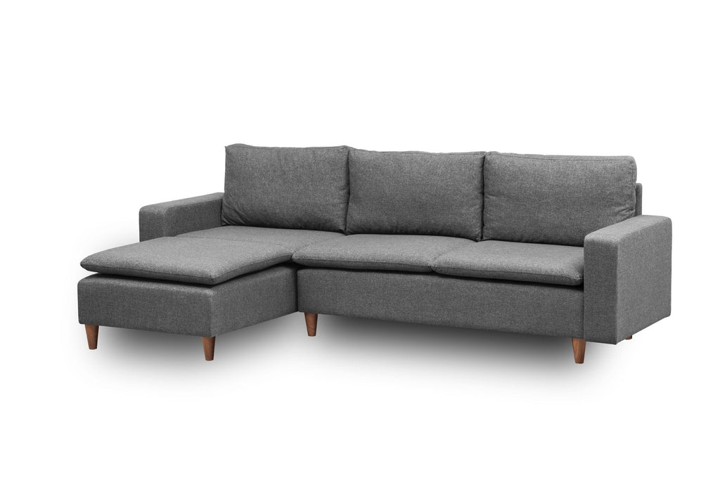 Sofá de 3 Lugares Chaise Longue "Pafu Lungo" – Cinzento Escuro - 255x154x46 cm - Design Nórdico - A minha loja
