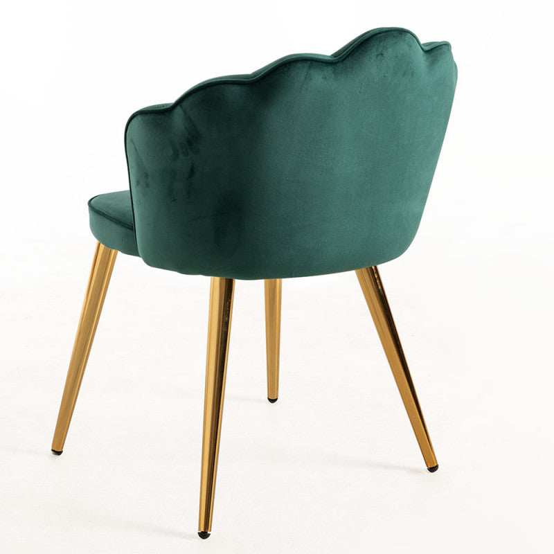 Cadeira Menpu Gold em Veludo - Verde - Design Nórdico