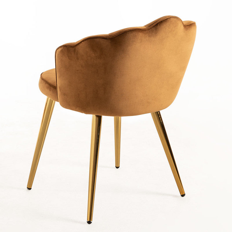 Cadeira Menpu Gold em Veludo - Castanho - Design Nórdico
