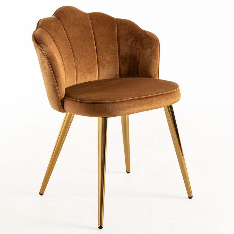 Cadeira Menpu Gold em Veludo - Castanho - Design Nórdico