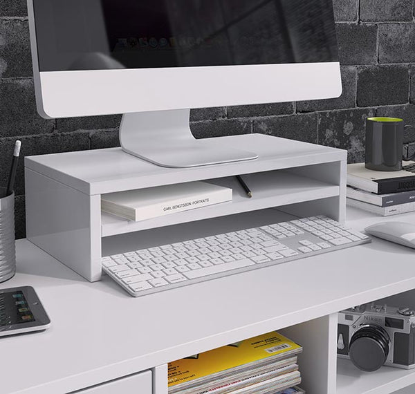 Suporte de Monitor Abby – 46x13 cm – Branco Brilho